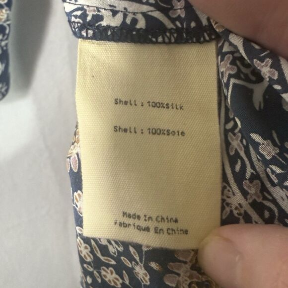 L'Agence Navy 100% Silk Paisley Tie Belt Button Front Shirt Stella Dress Size S - Picture 12 of 14